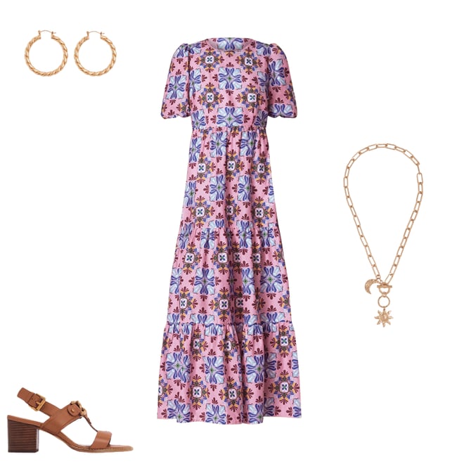 3rd bundle featuring 3 items which compliment Tiered Poplin Dress-Formica Pink, Bloom Mosaic