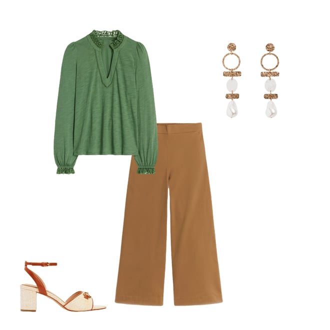 2nd bundle featuring 3 items which compliment Pull-on Cropped Trousers-Hazelnut Brown