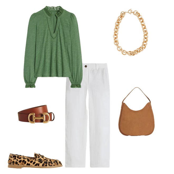2nd bundle featuring 5 items which compliment Aria Broderie Notch Neck Top-Newt Green