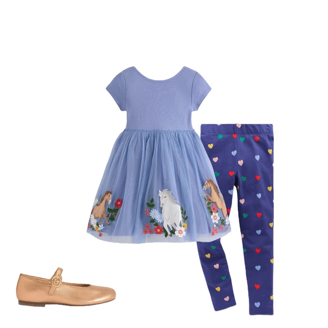 2nd bundle featuring 2 items which compliment Ami Applique Tulle Dress-Pale Blue Horses