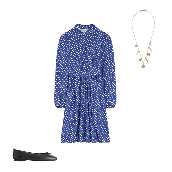 1st bundle featuring 2 items which compliment Willow Ruffle Neck Shirt Dress-Bright Blue, Dot