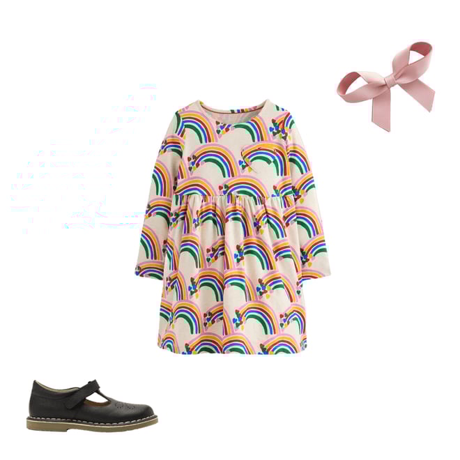 1st bundle featuring 2 items which compliment Heart Pocket Fun Jersey Dress-Oatmeal Marl Rainbow Hearts