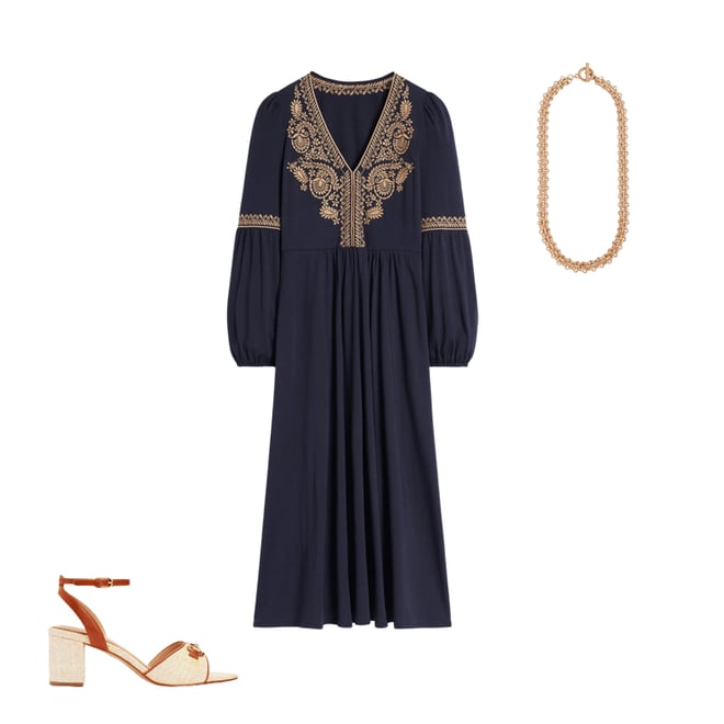 3rd bundle featuring 2 items which compliment V-Neck Blouson Midi Dress-Navy
