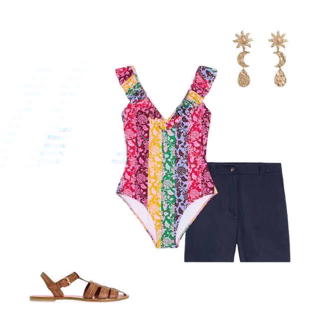 1st bundle featuring 3 items which compliment Evia Ruffle Swimsuit-Multi, Ornate Vine Hotch