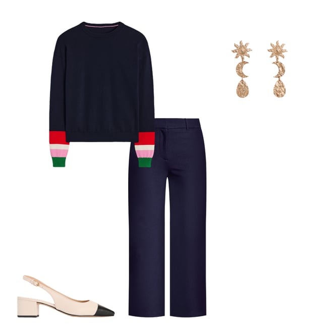 1st bundle featuring 3 items which compliment Lara Relaxed Cotton Jumper-Navy Cuff Stripe