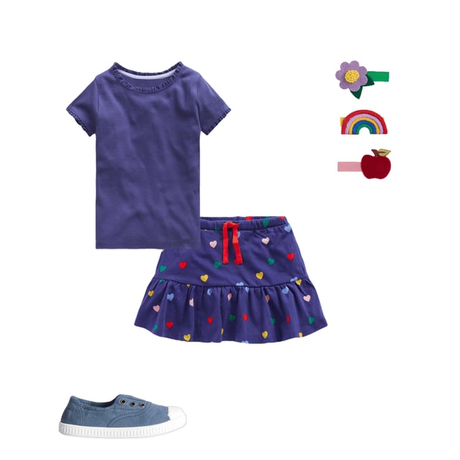 1st bundle featuring 3 items which compliment Tiered Jersey Skort-Starboard Blue Multi Hearts