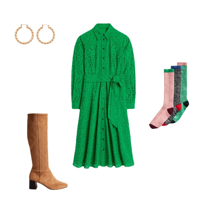 4th bundle featuring 3 items which compliment Amy Broderie Midi Shirt Dress-Rich Emerald