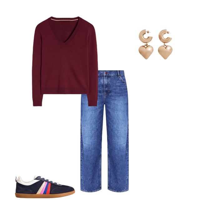 3rd bundle featuring 3 items which compliment Emilia Cotton V-Neck Jumper-Deep Wisteria