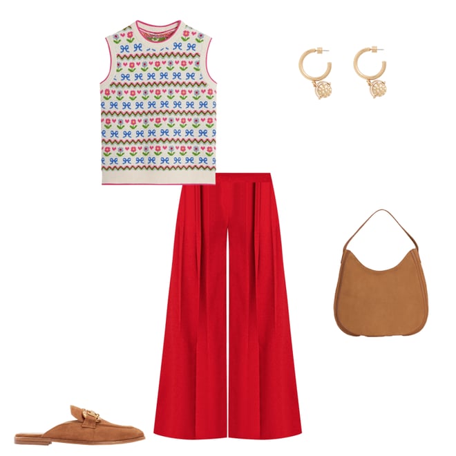 3rd bundle featuring 4 items which compliment Regent Wide Leg Trousers-Poppy Red