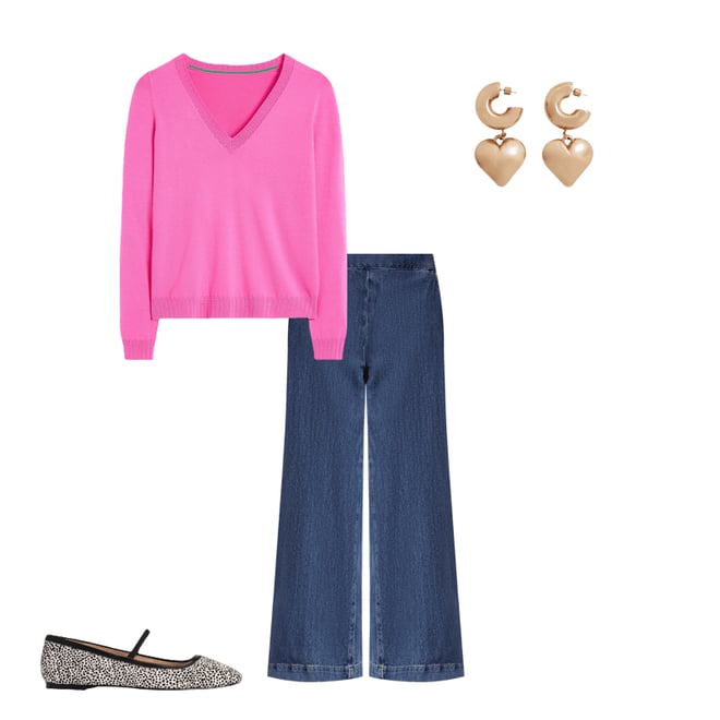 4th bundle featuring 3 items which compliment Pull-on Denim Trousers-MID WASH