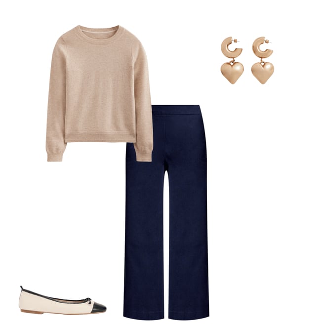 2nd bundle featuring 3 items which compliment Pull-on Cropped Trousers-Navy