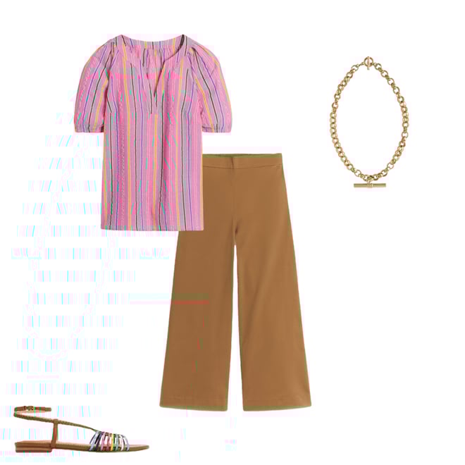 3rd bundle featuring 3 items which compliment Pull-on Cropped Trousers-Hazelnut Brown