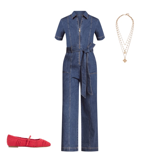 6th bundle featuring 2 items which compliment Zip Up Denim Jumpsuit-Mid Vintage