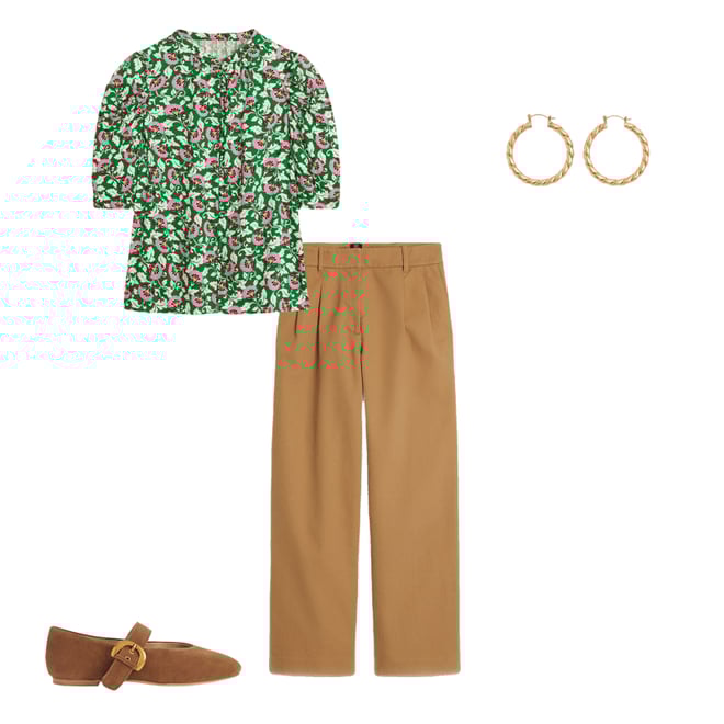 2nd bundle featuring 3 items which compliment Mutton Sleeve Smart Top-Rich Emerald, Ornate Vine