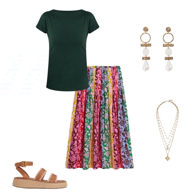4th bundle featuring 4 items which compliment Valentina Poplin Midi Skirt-Multi, Ornate Vine Hotch
