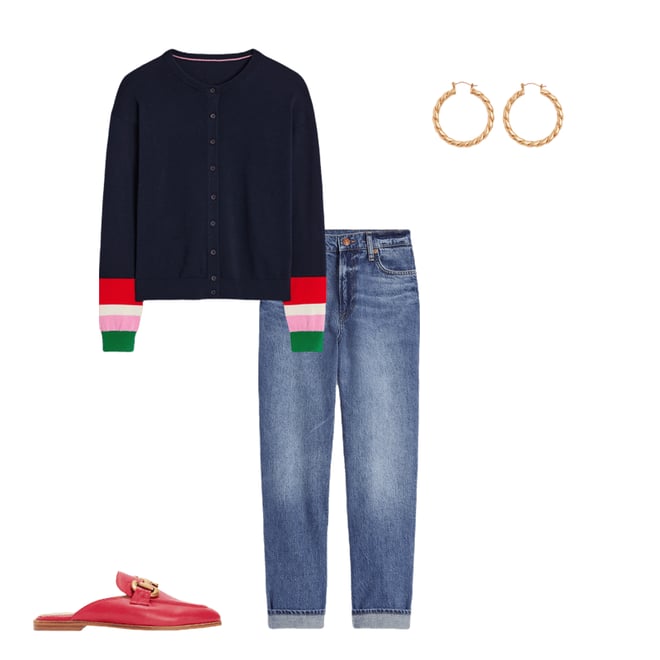 2nd bundle featuring 3 items which compliment Lara Relaxed Cotton Cardigan-Navy, Cuff Stripe