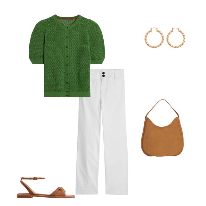 5th bundle featuring 4 items which compliment Dot Pointelle Cardigan-Iguana Green