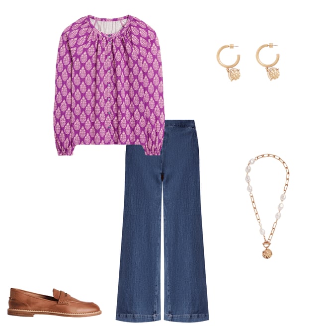 2nd bundle featuring 4 items which compliment Pull-on Denim Trousers-MID WASH