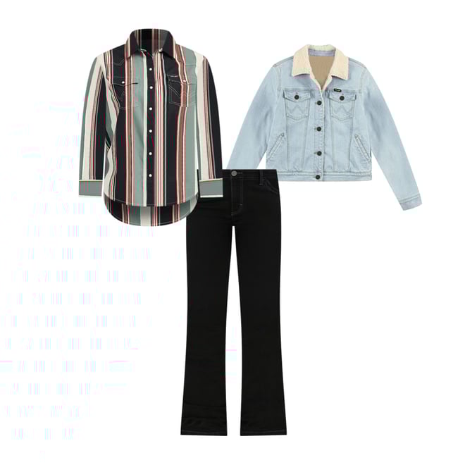 Women's Wrangler Brushpopper Boyfriend Western Snap Shirt in Black Stripe
