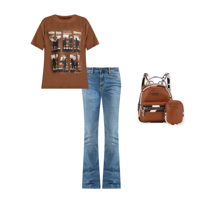 Women's Wrangler Western Graphic Girlfriend Tee in Cacao Nibs