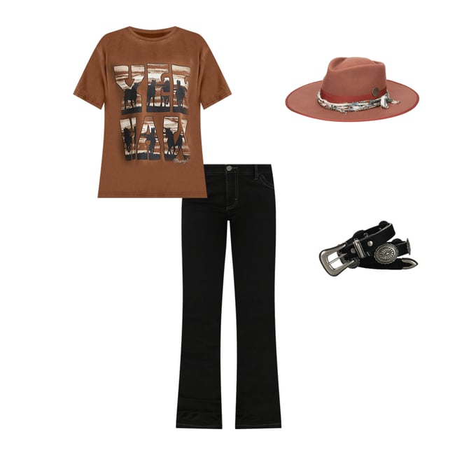 Women's Wrangler Western Graphic Girlfriend Tee in Cacao Nibs