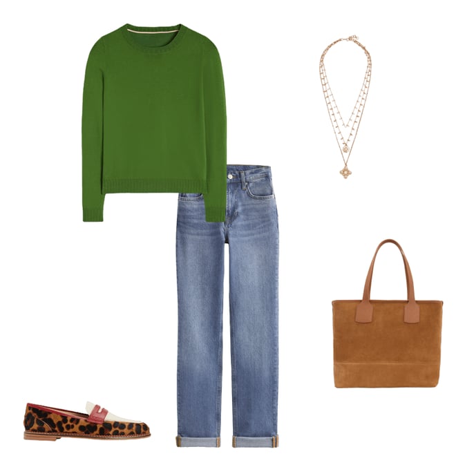 5th bundle featuring 4 items which compliment Emilia Cotton Crew Jumper-Promenade Green