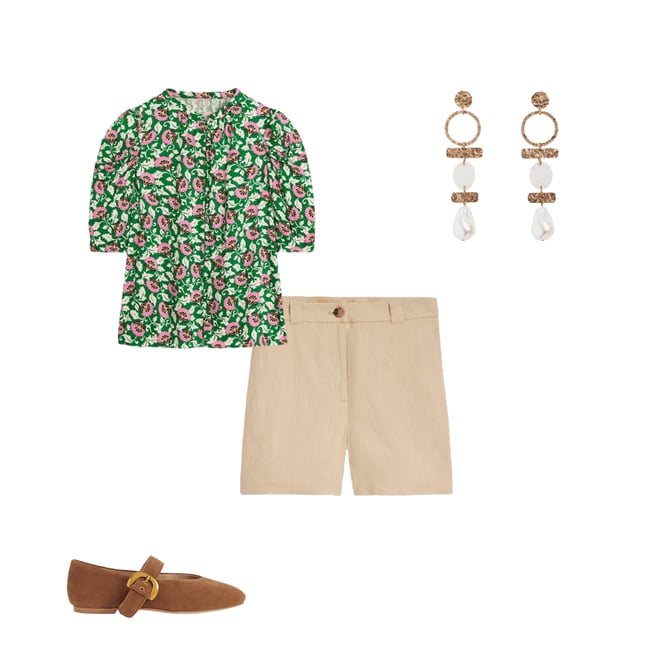 1st bundle featuring 3 items which compliment Mutton Sleeve Smart Top-Rich Emerald, Ornate Vine