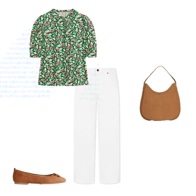3rd bundle featuring 3 items which compliment Mutton Sleeve Smart Top-Rich Emerald, Ornate Vine