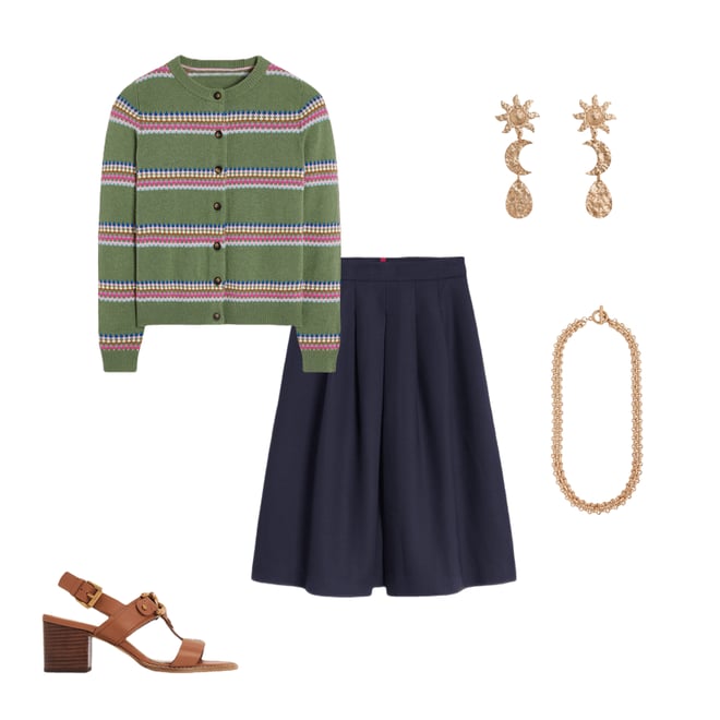 2nd bundle featuring 4 items which compliment Edie Fair Isle Cardigan-Green, Diamond