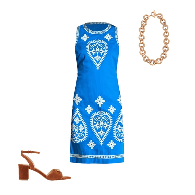 3rd bundle featuring 2 items which compliment Embroidered Linen Shift Dress-Kingfisher Blue