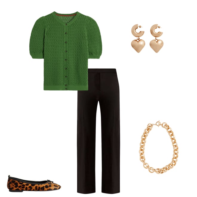 4th bundle featuring 4 items which compliment Dot Pointelle Cardigan-Iguana Green