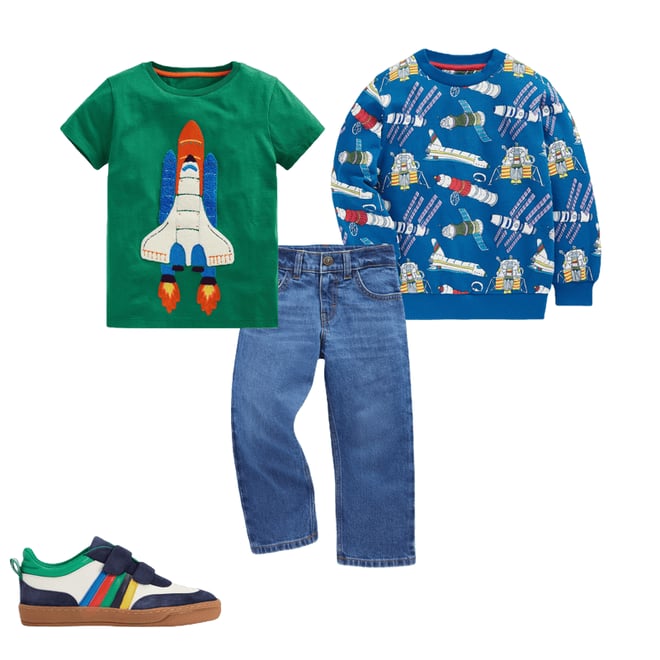 2nd bundle featuring 3 items which compliment Short Sleeve Bouclé T-shirt-Shady Green Rocket