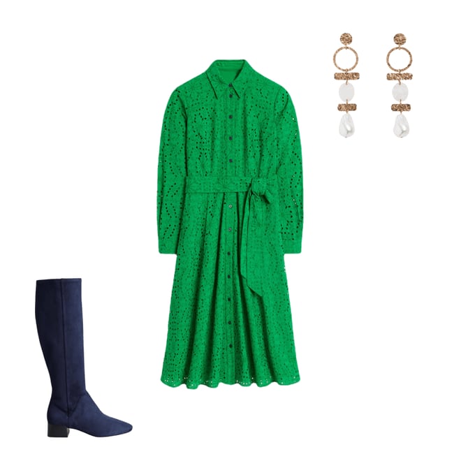6th bundle featuring 2 items which compliment Amy Broderie Midi Shirt Dress-Rich Emerald