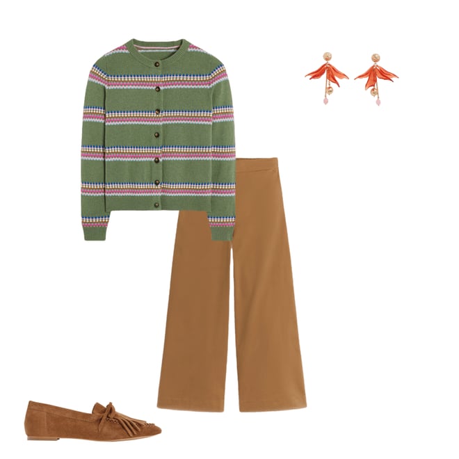 5th bundle featuring 3 items which compliment Pull-on Cropped Trousers-Hazelnut Brown