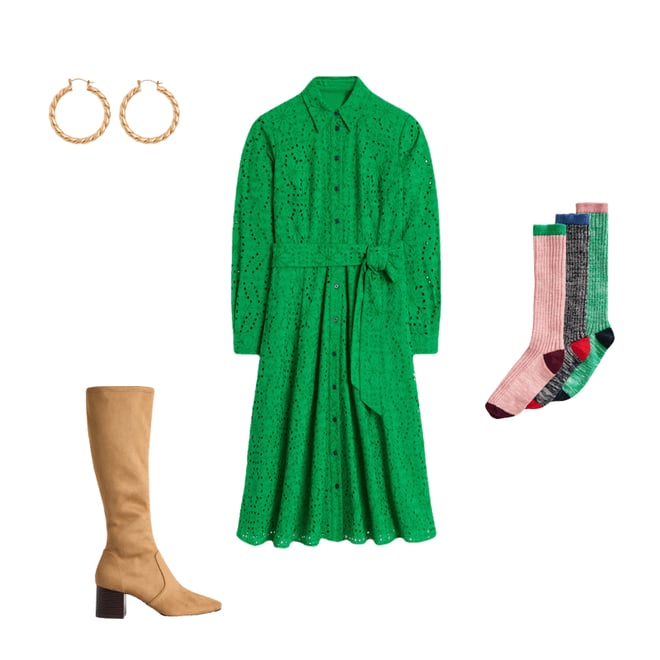 3rd bundle featuring 3 items which compliment Amy Broderie Midi Shirt Dress-Rich Emerald