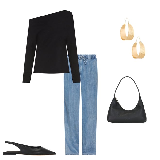 Enza Costa Cashmere Cuffed Off Shoulder Long Sleeve Top in