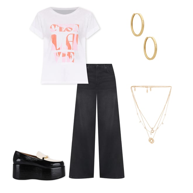 2nd bundle featuring 4 items which compliment Cest La Vie Rolled Sleeve Tee
