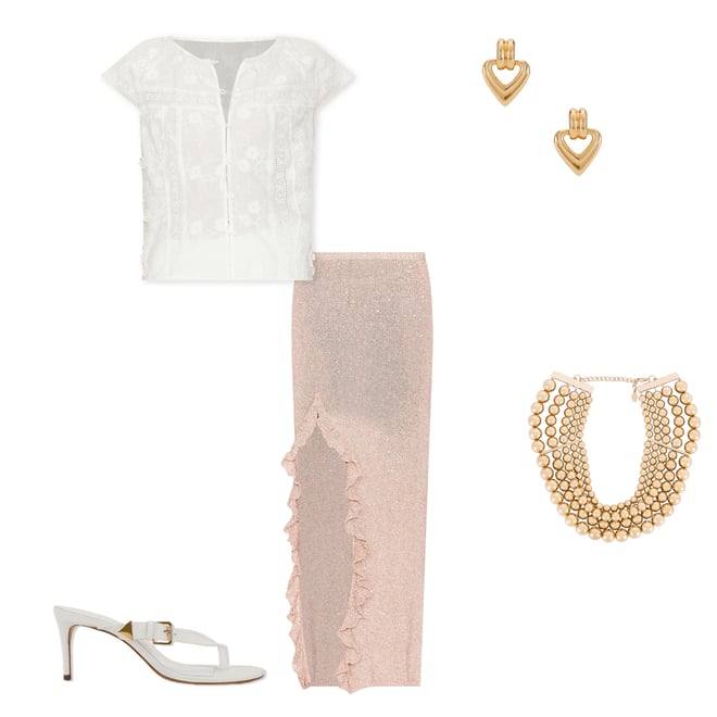 2nd bundle featuring 4 items which compliment Michaela Split Skirt - Blush Sequin