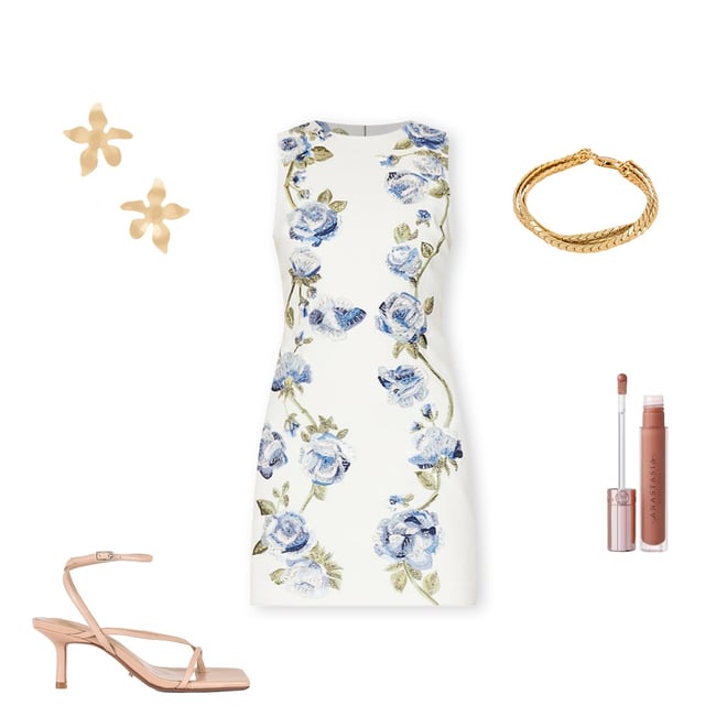 Alice + Olivia Clyde Dress in Off White Multi | REVOLVE