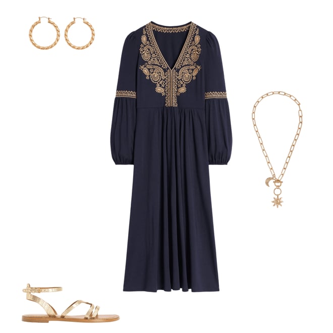 4th bundle featuring 3 items which compliment V-Neck Blouson Midi Dress-Navy