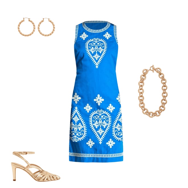 4th bundle featuring 3 items which compliment Embroidered Linen Shift Dress-Kingfisher Blue
