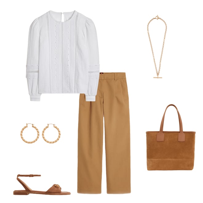 5th bundle featuring 5 items which compliment Trim Interest Double Cloth Top-White