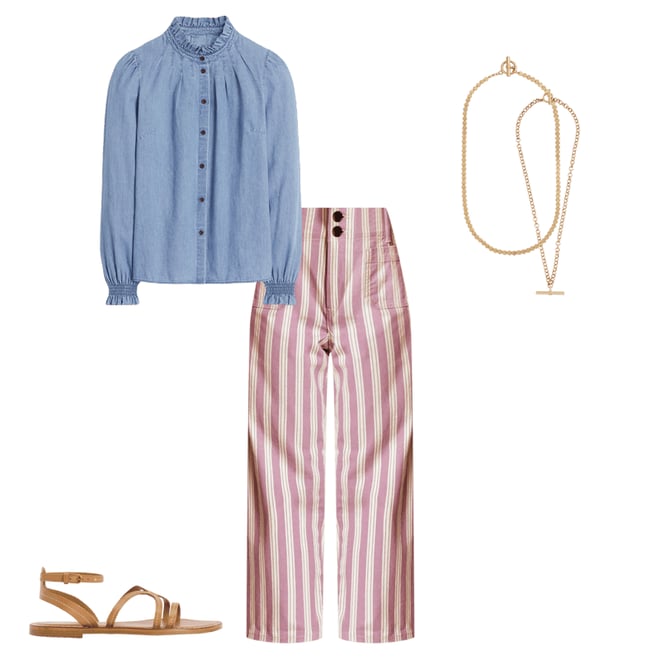 3rd bundle featuring 4 items which compliment Primrose Patch Pocket Trousers-Lilac Tram Stripe