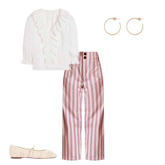 1st bundle featuring 3 items which compliment Primrose Patch Pocket Trousers-Lilac Tram Stripe