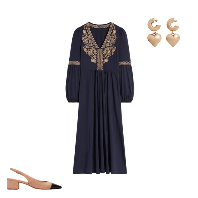 2nd bundle featuring 2 items which compliment V-Neck Blouson Midi Dress-Navy