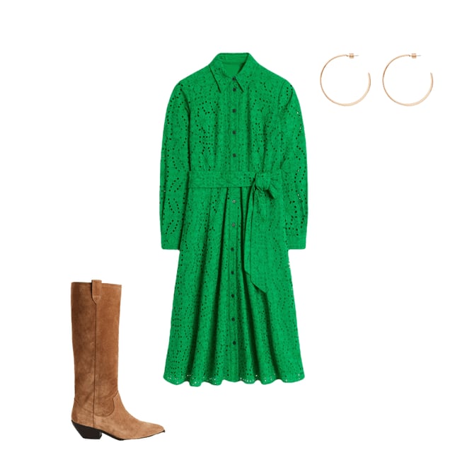 5th bundle featuring 2 items which compliment Amy Broderie Midi Shirt Dress-Rich Emerald