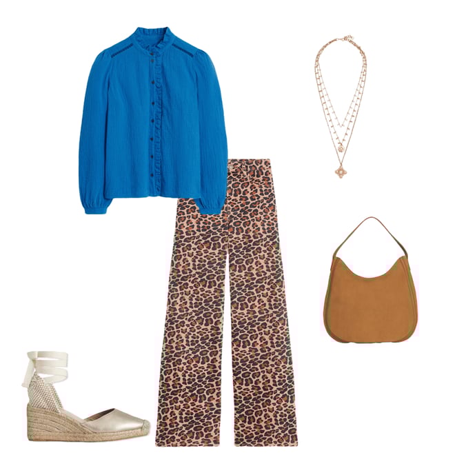 5th bundle featuring 4 items which compliment High Rise Wide Leg Jeans-Leopard Print
