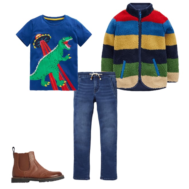 1st bundle featuring 3 items which compliment Short Sleeve Appliqué T-shirt-Dino Space