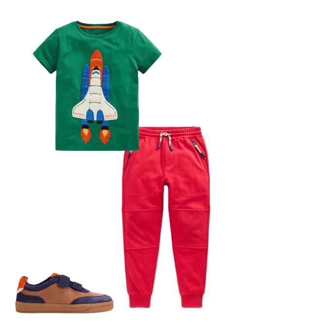 1st bundle featuring 2 items which compliment Short Sleeve Bouclé T-shirt-Shady Green Rocket