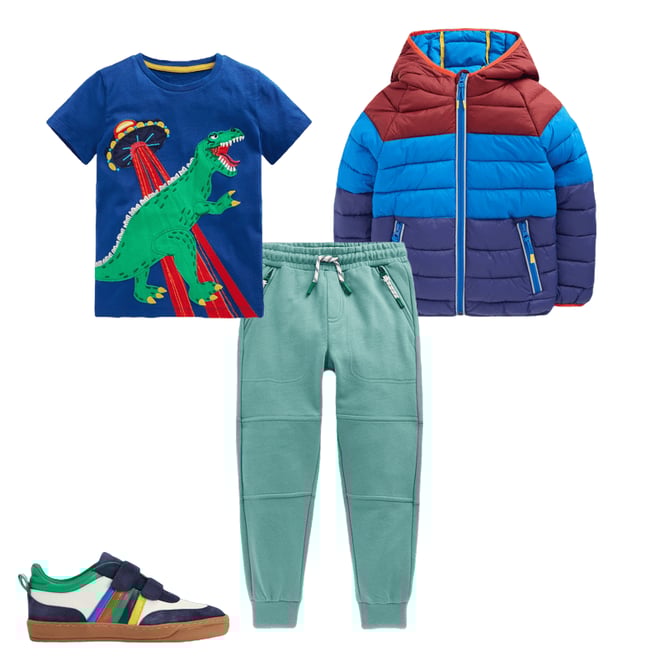 2nd bundle featuring 3 items which compliment Short Sleeve Appliqué T-shirt-Dino Space